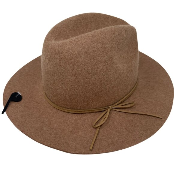Banana Republic  Factory Wool Felt Fedora Hat M/L Brown Fall Tan Bow Cognac - Picture 9 of 9